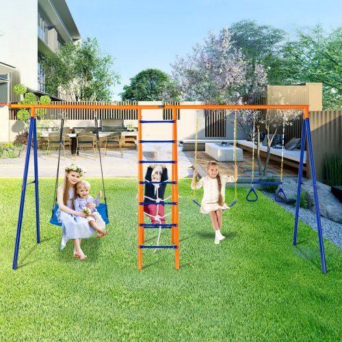 6‑in‑1 A‑frame schommelset voor de achtertuin – ultiem speelplezier voor kinderen van 3 tot 12 jaar