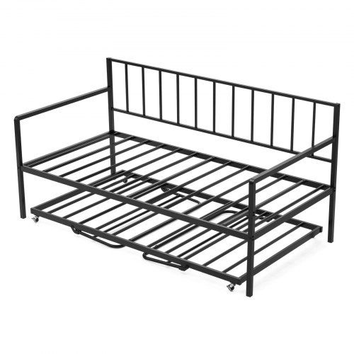 Verstelbaar zwart daybed met LED‑verlichting en oplaadstation – de slimme oplossing voor kleine woonruimtes