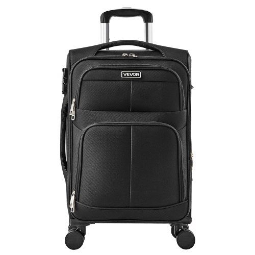 Uitbreidbare Zwarte Handbagagekoffer met 360° Spinnerwielen – Perfect voor Lichtgewicht Reizen
