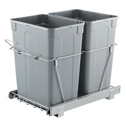 Optimale ruimtebesparing met een uittrekbare dubbele prullenbak onder de gootsteen
