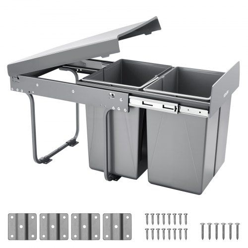 Uittrekbare dubbelbak onderbouw prullenbak voor een opgeruimde keuken (20 L × 2)