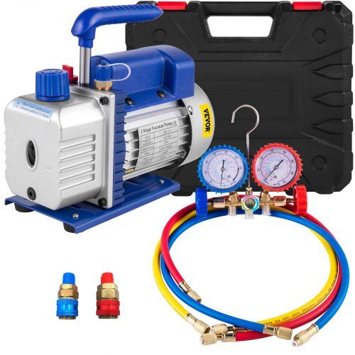 Krachtige vacuümpomp 4 CFM / 1⁄3 HP voor airco‑onderhoud – complete set