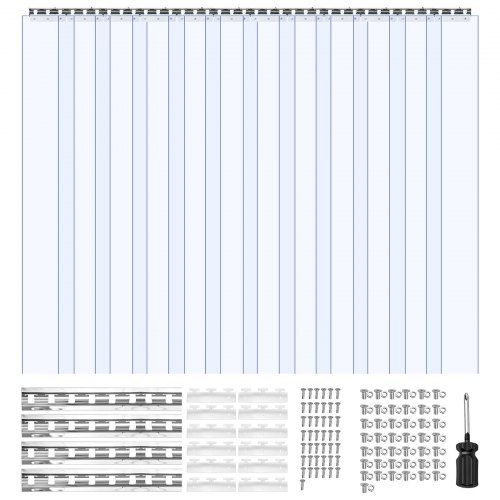 Duurzaam PVC‑strokengordijn 2440×2134 mm – Veelzijdige warmte‑ en tochtbescherming voor magazijn, garage en vriezer