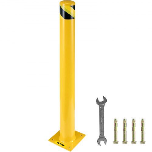 48‑inch veiligheidsstalen paal met gele coating – robuuste bescherming voor parkeerplaatsen en toegangsgebieden