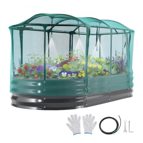 Verhoogd Ovaal Tuinbed met Automatisch Irrigatiesysteem – Efficiënt en Duurzaam tuinieren