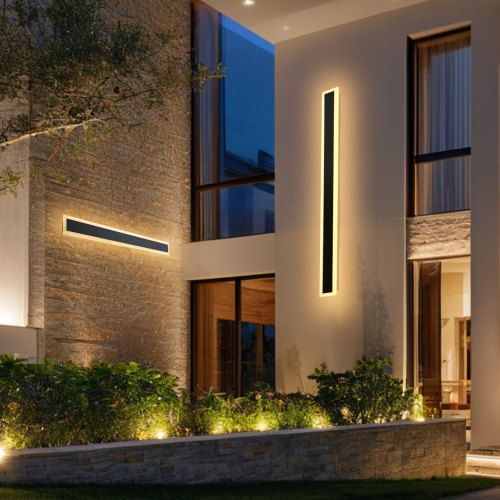 Moderne 2-pack buitenwandlampen met 100 cm LED‑strips – warm wit, IP65 en energiezuinig