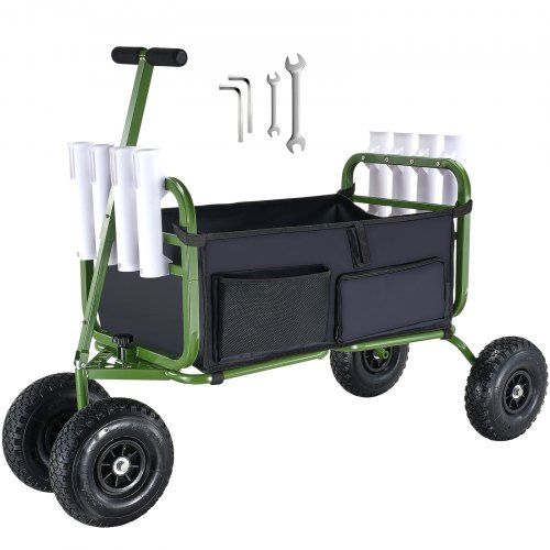 Stalen transportkar met rubberen wielen – 140 cm × 62 cm × 98 cm, 136 kg draagvermogen