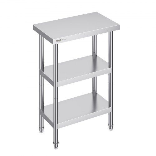 RVS Werktafel met Verstelbare Planken voor Keuken en Werkplaats