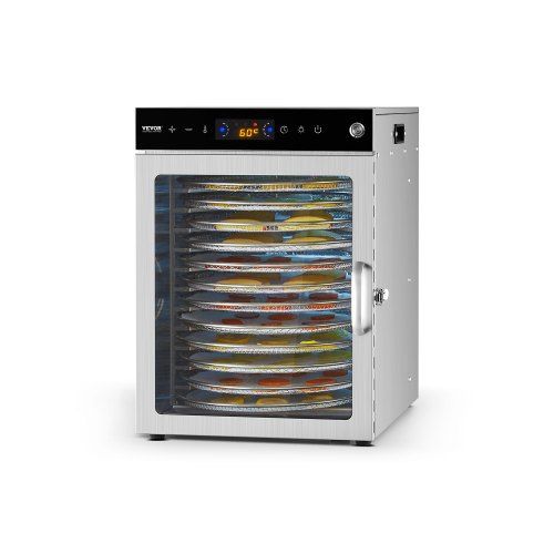 Krachtige 12‑trays roestvrijstalen voedseldroger – Efficiënt drogen voor thuis en hobbykoks