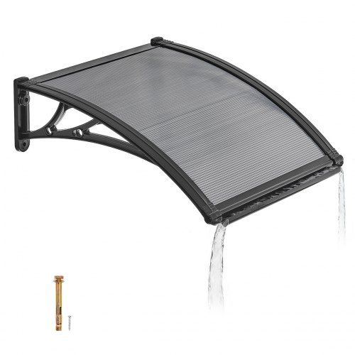 Rookgrijze polycarbonaat voordeurluifel 61 × 60 cm – duurzame bescherming voor elke ingang
