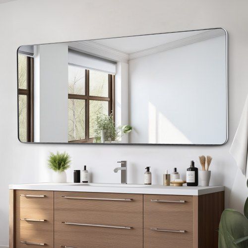 Wandspiegel met reflecterende epoxycoating en Z‑vormige beugel voor elke badkamer