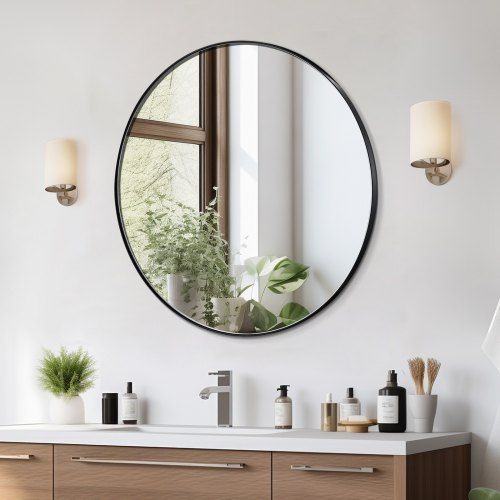 Ronde make‑upspiegel met geborsteld aluminiumframe – strak, kras‑ en corrosiebestendig