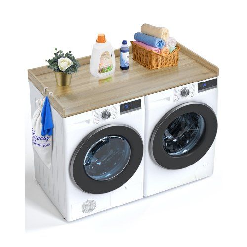 Duurzaam aanrechtblad voor wasmachine en droger – Eiken, wit of zwart, 137 × 70 cm