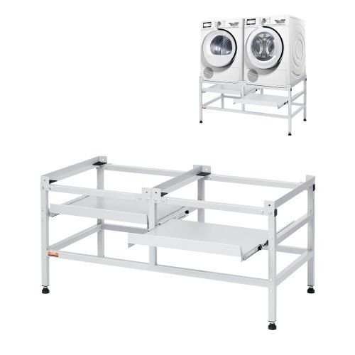 Robuust wasmachine‑ en drogeronderstel met dubbele planken – ergonomisch en stil