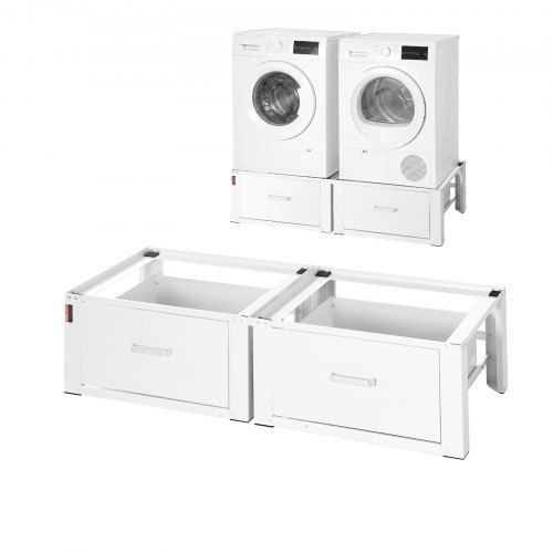 Universele wasmachine‑ en drogersokkel met lade – 2‑pack, 150 kg draagvermogen