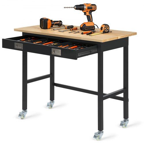 Optimale werkbank voor zware klussen: 1220×610 mm eikenblad met 680 kg draagvermogen