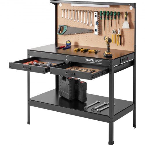 Werkbank A3 Garage – Krachtige 1500W werktafel met LED-verlichting, stopcontacten en USB