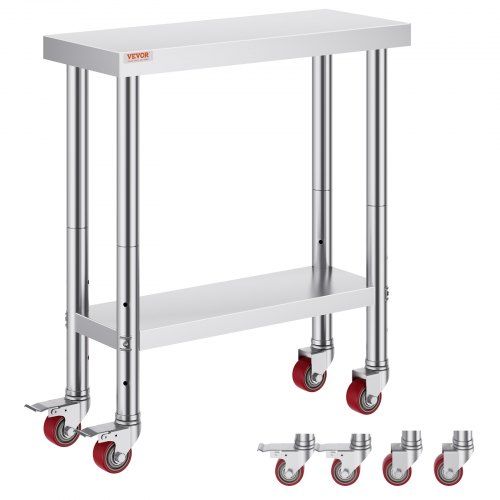 Roestvrijstalen werktafel 30 x 12 x 34 inch – veelzijdig en robuust voor professionele keukens