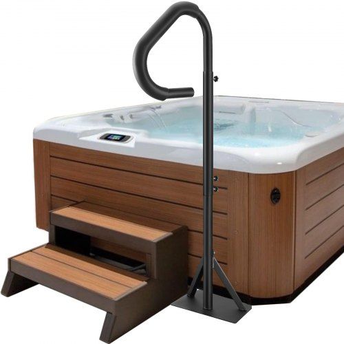 Verstelbare matzwarte spa‑leuning met 360° draaibaarheid – Comfort en veiligheid voor elke hot‑tub