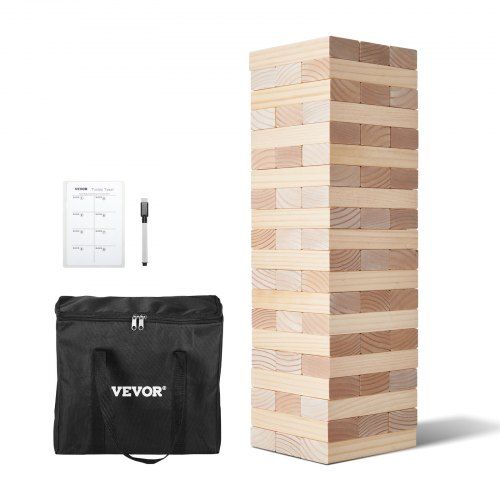 Groot Houten Tuimeltoren Spel met 60 Blokken – Perfect voor Familieplezier Binnen en Buiten