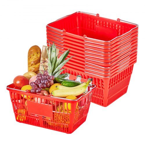 Handige en stevige stapelbare winkelmanden – 12 stuks, 21 liter per mand