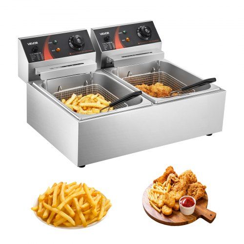 Dubbele commerciële elektrische friteuse 12 L – krachtig, robuust en gebruiksvriendelijk