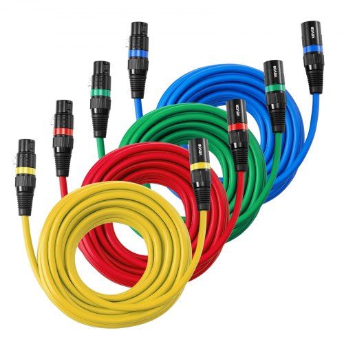 Optimale XLR‑kabelset voor podium en studio: 7,62 m, 4 stuks