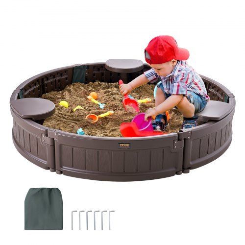 Ovale HDPE zandbak met deksel en hoekbanken – perfecte speelplek voor tuin en park