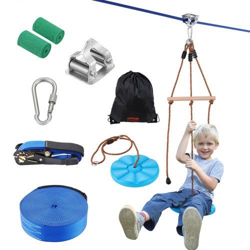 Uitgebreide zipline‑kit voor kinderen en volwassenen – 16,7 m plezier veilig in de tuin