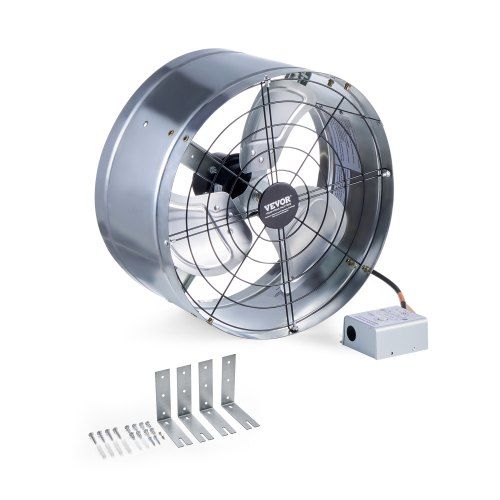 Krachtige Gevelventilator voor Zolder en Werkplaats – 1300 CFM, Regelbare Thermostaat en Duurzame Constructie