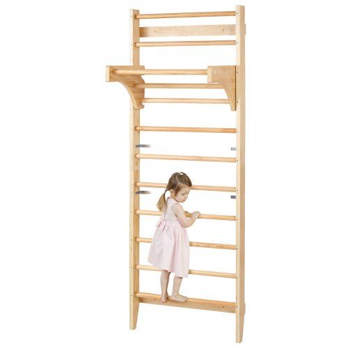 Zweedse Laddermuur – 10‑traps indoor klimrek van massief hout voor kinderen en volwassenen