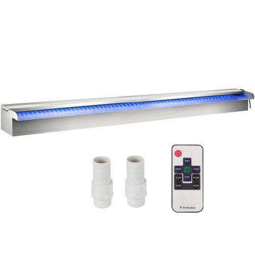 Stijlvolle roestvrijstalen watervaloverloop met afstandsbedienbare LED‑verlichting voor tuin en zwembad