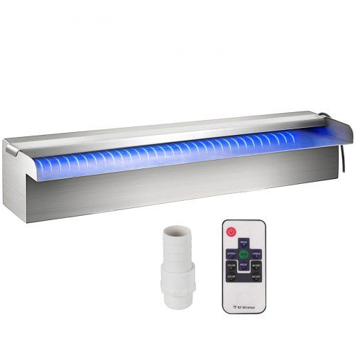 Stijlvolle RVS watervaloverloop met afstandsbediening en LED-licht voor pool en vijver