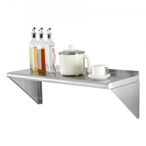 Roestvrijstalen zwevende wandplank 30 × 91 cm – stevige opslag voor keuken, bar en horeca